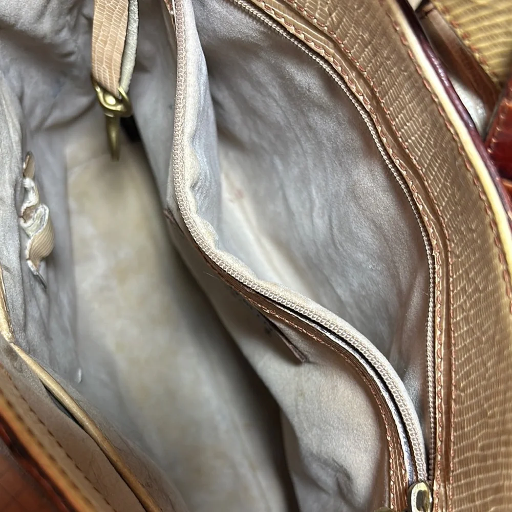 Brahmin Leather Bag Tricolor w Melbourne Croc Magnetic Snap Flap 10”x9.5”x3.5” - Picture 17 of 17